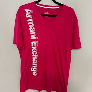 Men’s Regular-Fit Armani Exchange logo T-shirt. Size L .  Dark Pink .